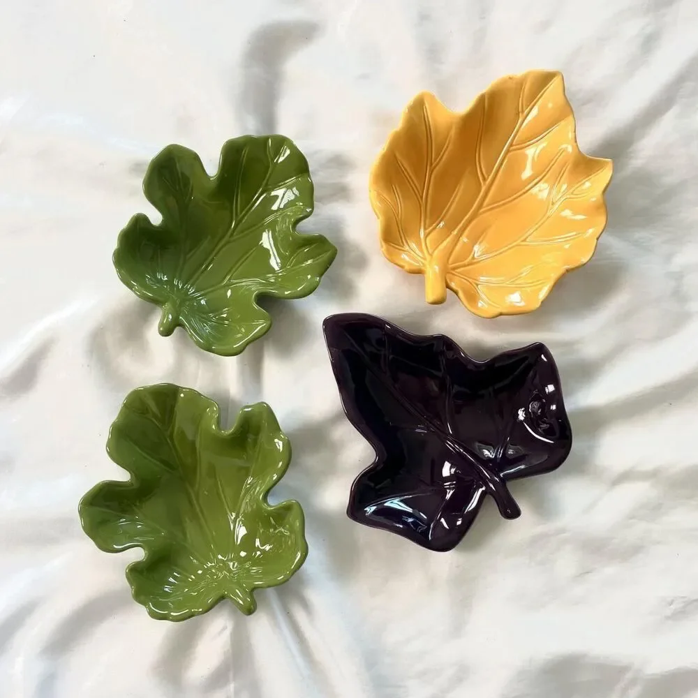 Vintage Cottagecore Lof Of Colorful Leaf Ceramics By Dennis East